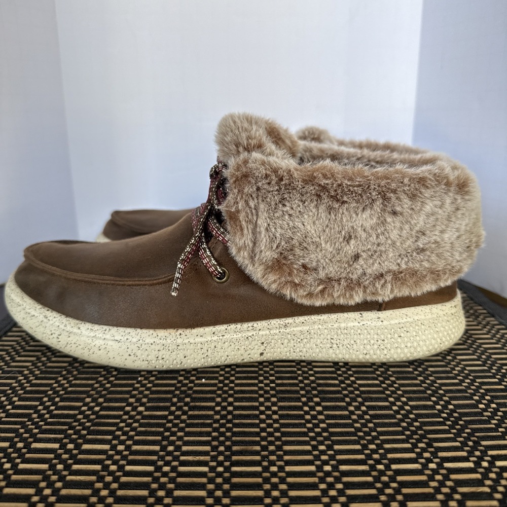 BOBS Skechers Skipper Hang Glider‎ Brown Booties With Faux Fur Women Size 8